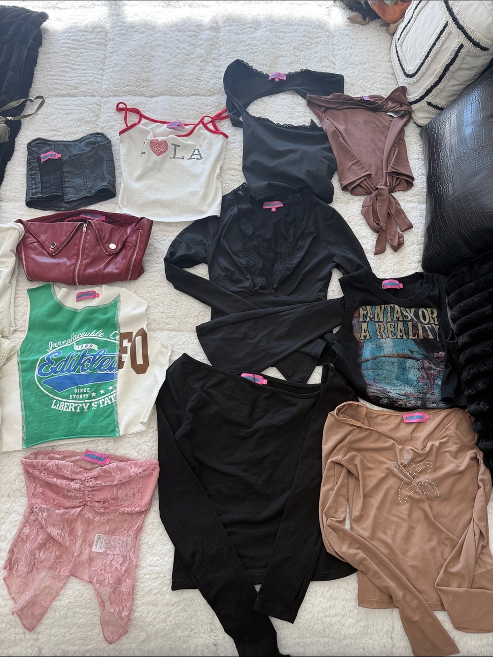 Edikted Girls Mixed Tops Lot - Black, Brown, Pink, Green, White, Maroon